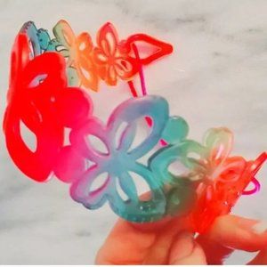 Girls Rainbow Butterfly Rubber Headband